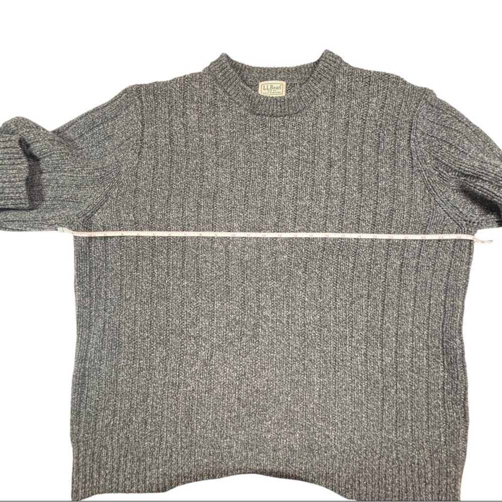 LL Bean Sweater Mens X Large Gray Lambs Wool Classic Outdoor Grandpa Pullover - Picture 4 of 9